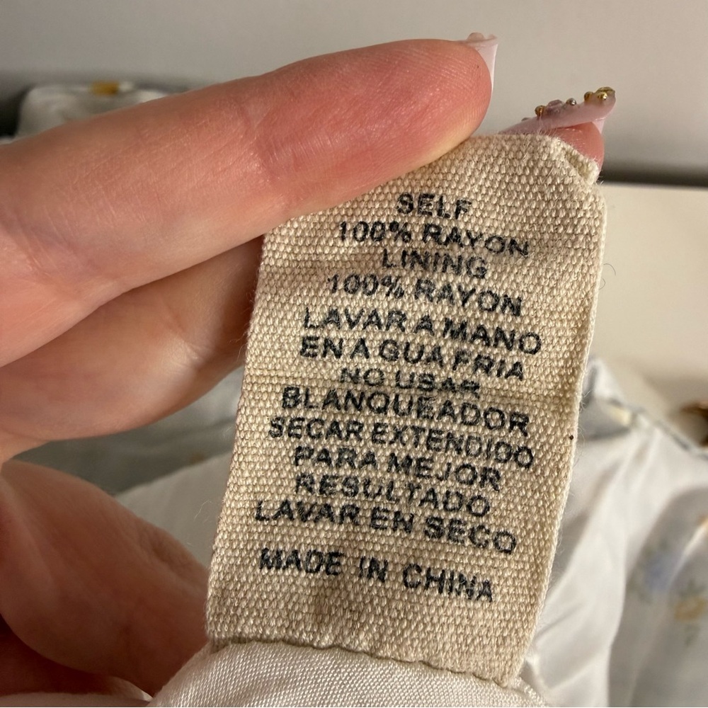 Sweet En Forme Multi Color Flowers Blue Gingham Babydoll Mini Dress Size medium - Picture 8 of 10